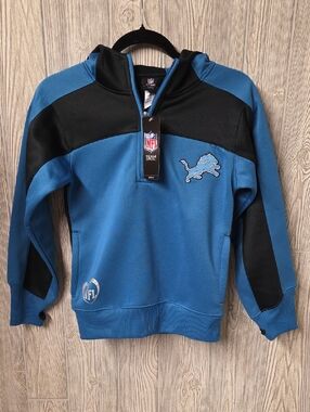 NFL Detroit Lions Kids Quarter Zip Hooded Sweatshirt Kids Size Small NWT